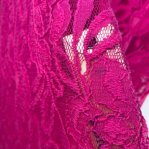 Free People Miles of Lace Mini Dress Hot Pink Sz XS Boho Layer Sleeveless beach - Picture 4 of 7